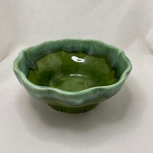 Vintage Pio California Pottery Bowl Green & Blue Drip Flow Glaze